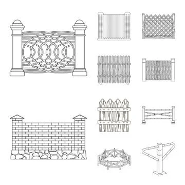 Vector design of gate and fence sign. Collection of gate and wall vector icon Illustrazione stock