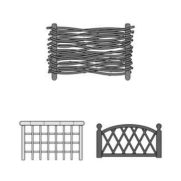 Vector design of gate and fence sign. Collection of gate and wall stock symbol Stock Illustration