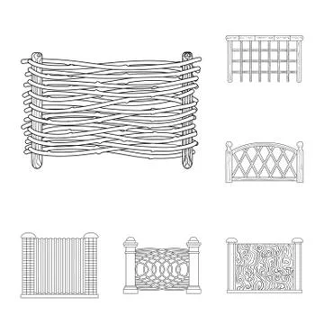 Vector design of gate and fence symbol. Set of gate and wall stock vector 스톡 일러스트