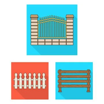 Vector design of gate and fence symbol. Collection of gate and wall stock symbol 스톡 일러스트