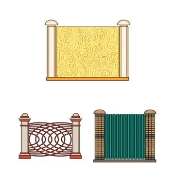 Vector design of gate and fence sign. Collection of gate and wall vector icon Stock Illustration