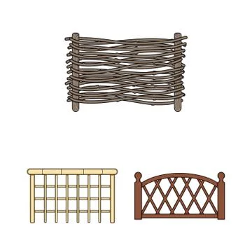 Vector design of gate and fence symbol. Set of gate and wall stock symbol for Stock Illustration