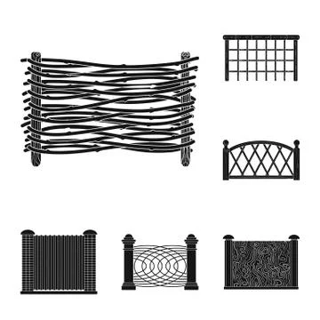Vector design of gate and fence symbol. Collection of gate and wall stock vector Illustrazione stock