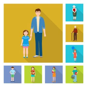 Vector design of generation and happy symbol. Set of generation and avatar stock Illustrazione stock