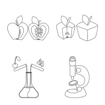 Vector design of genetic and science symbol. Set of genetic and organic stock Illustrazione stock