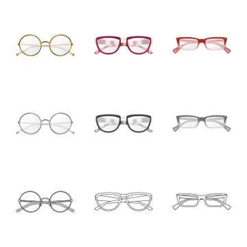 Vector design of glasses and frame symbol. Collection of glasses and accessory Stock Illustration
