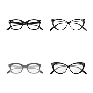 Vector design of glasses and frame symbol. Set of glasses and accessory stock Stock-Illustration