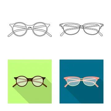 Vector design of glasses and frame symbol. Collection of glasses and accessory Stock Illustration