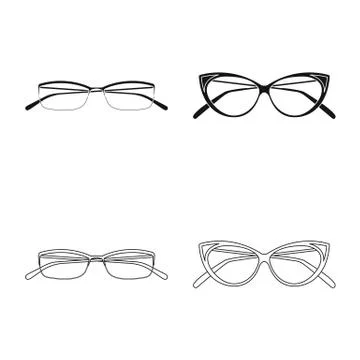 Vector design of glasses and frame icon. Set of glasses and accessory stock Stock-Illustration