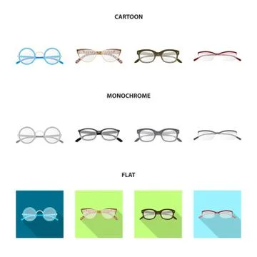 Vector design of glasses and frame logo. Set of glasses and accessory stock Stock-Illustration