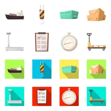Vector design of goods and cargo sign. Set of goods and warehouse vector icon 스톡 일러스트