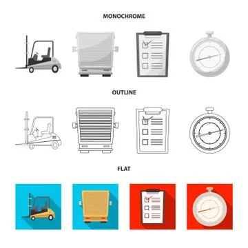 Vector design of goods and cargo symbol. Set of goods and warehouse stock vector 스톡 일러스트