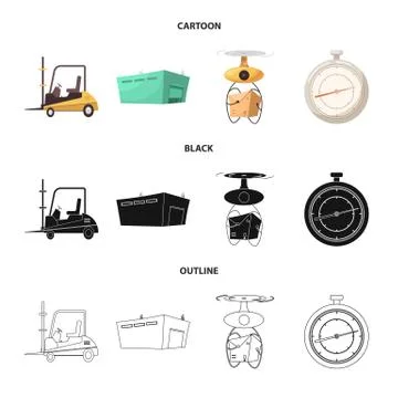 Vector design of goods and cargo symbol. Collection of goods and warehouse stock Ilustración de archivo