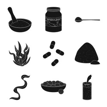 Vector design of grass and natural symbol. Collection of grass and seaweed stock Stock Illustration