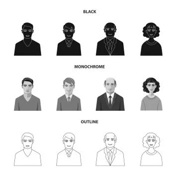 Vector design of hairstyle and profession logo. Collection of hairstyle and Stock Illustration