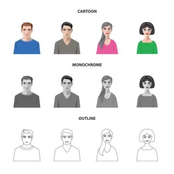 Vector design of hairstyle and profession sign. Collection of hairstyle and Stock Illustration