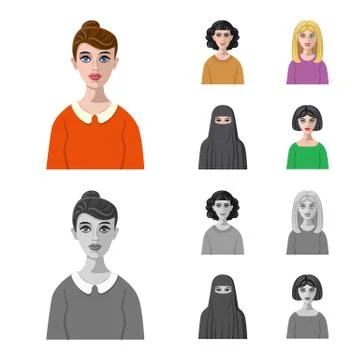 Vector design of hairstyle and profession icon. Collection of hairstyle and Stock Illustration