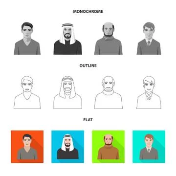 Vector design of hairstyle and profession logo. Set of hairstyle and character Stock Illustration
