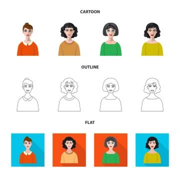 Vector design of hairstyle and profession logo. Collection of hairstyle and Stock Illustration