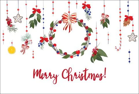 Vector design hand draw colorful color for Christmas greeting card. Typograph Stock Illustration