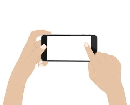 Vector design hand using phone on white background Stock Illustration