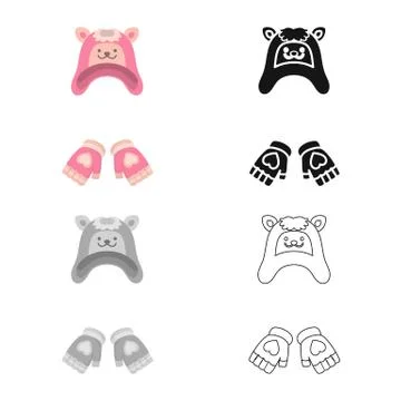 Vector design of hat and gloves icon. Collection of hat and pompom stock vector Stockillustratie