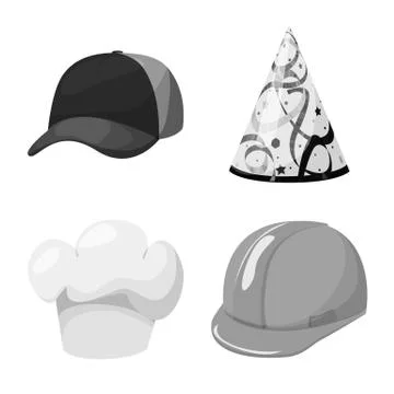 Vector design of hat and helmet icon. Collection of hat and profession stock Stock Illustration