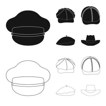 Vector design of headgear and cap sign. Collection of headgear and accessory Stock Illustration