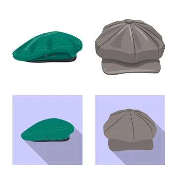 Vector design of headgear and cap logo. Set of headgear and accessory vector Stock Illustration