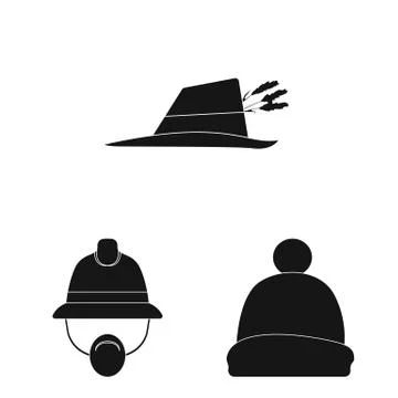 Vector design of headgear and cap symbol. Set of headgear and headwear stock Stock Illustration