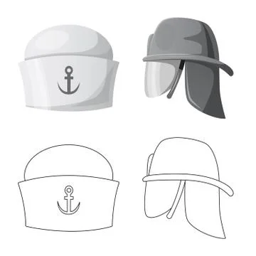 Vector design of headgear and cap logo. Set of headgear and headwear vector icon Stock Illustration