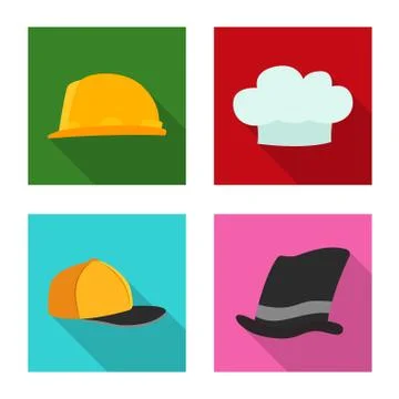 Vector design of headgear and cap icon. Set of headgear and headwear vector icon Illustrazione stock