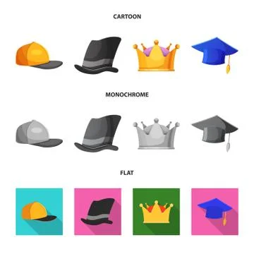 Vector design of headgear and cap icon. Collection of headgear and accessory Illustrazione stock