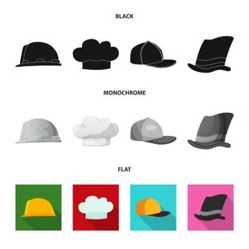 Vector design of headgear and cap logo. Set of headgear and accessory stock Stock Illustration