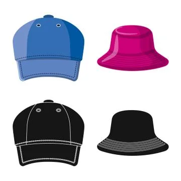 Vector design of headgear and cap sign. Collection of headgear and accessory Stock Illustration