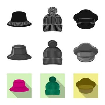 Vector design of headgear and cap icon. Collection of headgear and accessory Stock Illustration