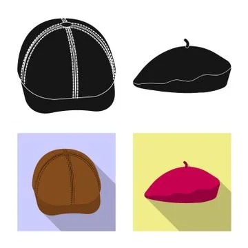 Vector design of headgear and cap icon. Set of headgear and accessory vector Stock Illustration