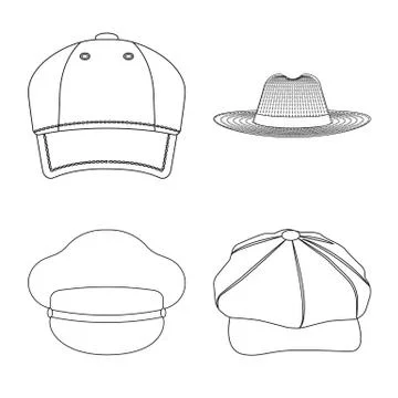 Vector design of headwear and cap logo. Set of headwear and accessory stock Stock Illustration