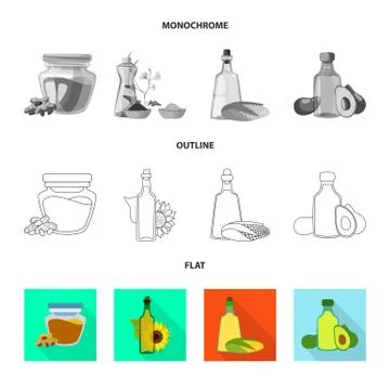 Vector design of healthy and vegetable logo. Set of healthy and agriculture Stock Illustration