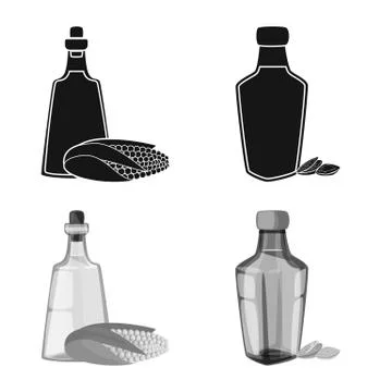 Vector design of healthy and vegetable logo. Collection of healthy and Stock Illustration