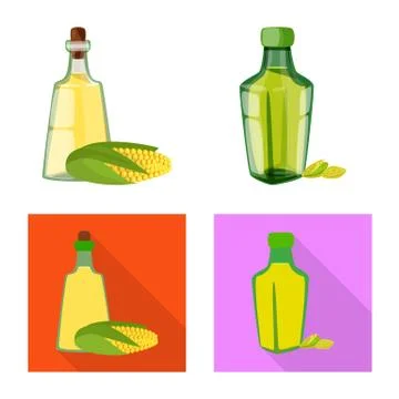 Vector design of healthy and vegetable symbol. Collection of healthy and Stock Illustration