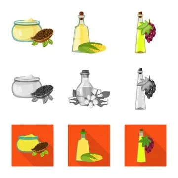 Vector design of healthy and vegetable sign. Collection of healthy and 库存插图