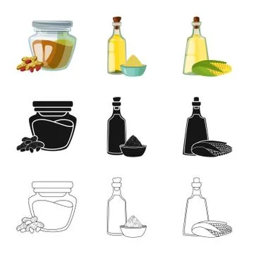 Vector design of healthy and vegetable icon. Collection of healthy and Stock Illustration