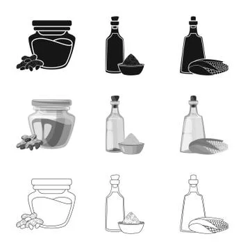 Vector design of healthy and vegetable logo. Set of healthy and agriculture Stock Illustration