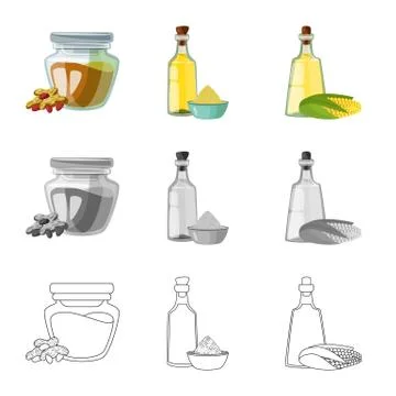 Vector design of healthy and vegetable icon. Collection of healthy and Stock Illustration