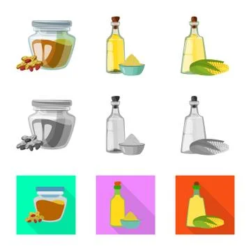 Vector design of healthy and vegetable symbol. Set of healthy and agriculture Stock Illustration