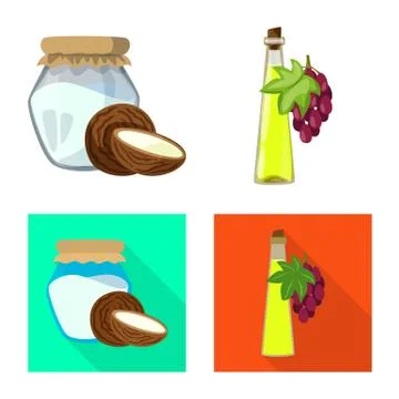 Vector design of healthy and vegetable sign. Collection of healthy and Stock Illustration