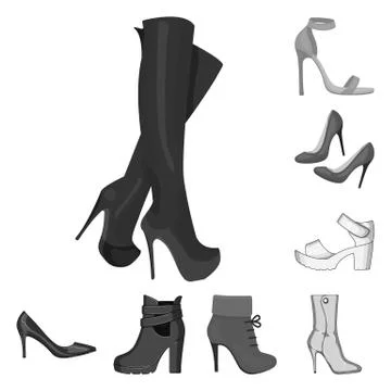 Vector design of heel and high sign. Collection of heel and stiletto vector icon Stock Illustration