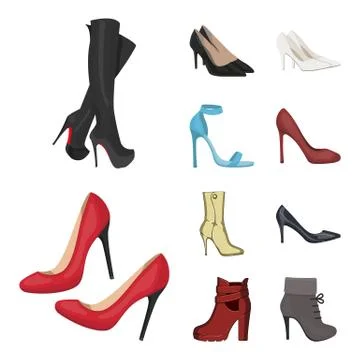 Vector design of heel and high icon. Set of heel and stiletto stock vector Stock Illustration
