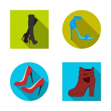 Vector design of heel and high logo. Collection of heel and stiletto vector icon Stock Illustration